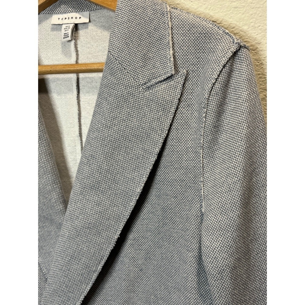Topshop blazer women's size 4 gray double breasted long casual cotton blend - Picture 3 of 8